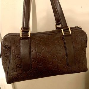Gucci Brown Guccissima Logo Lthr Top Handle, EUC!